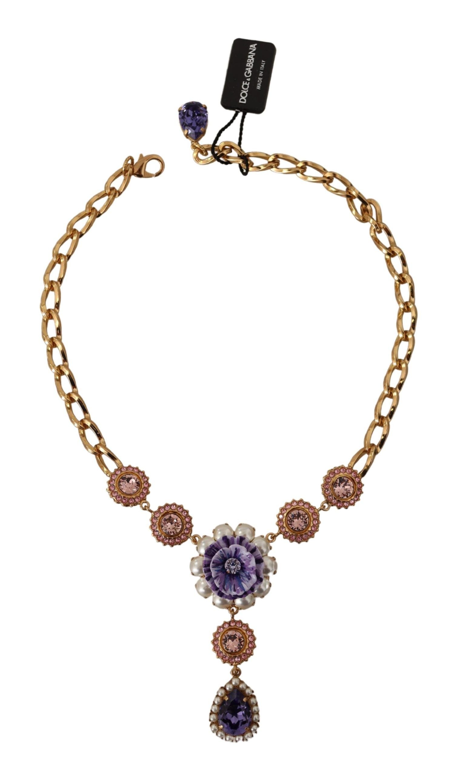 Elegant Floral Crystal Statement Necklace