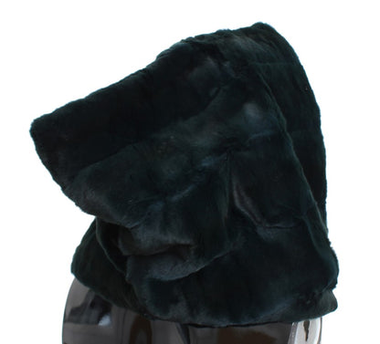 Exclusive Green Weasel Fur Hooded Scarf