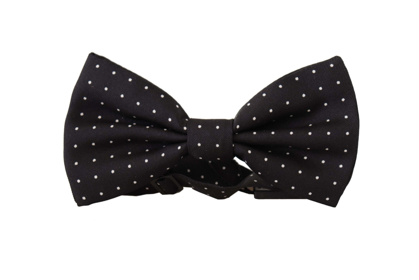 Elegant Black Polka Dot Silk Bow Tie