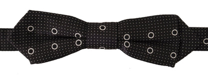 Polka Dot Silk Bow Tie in Black and White