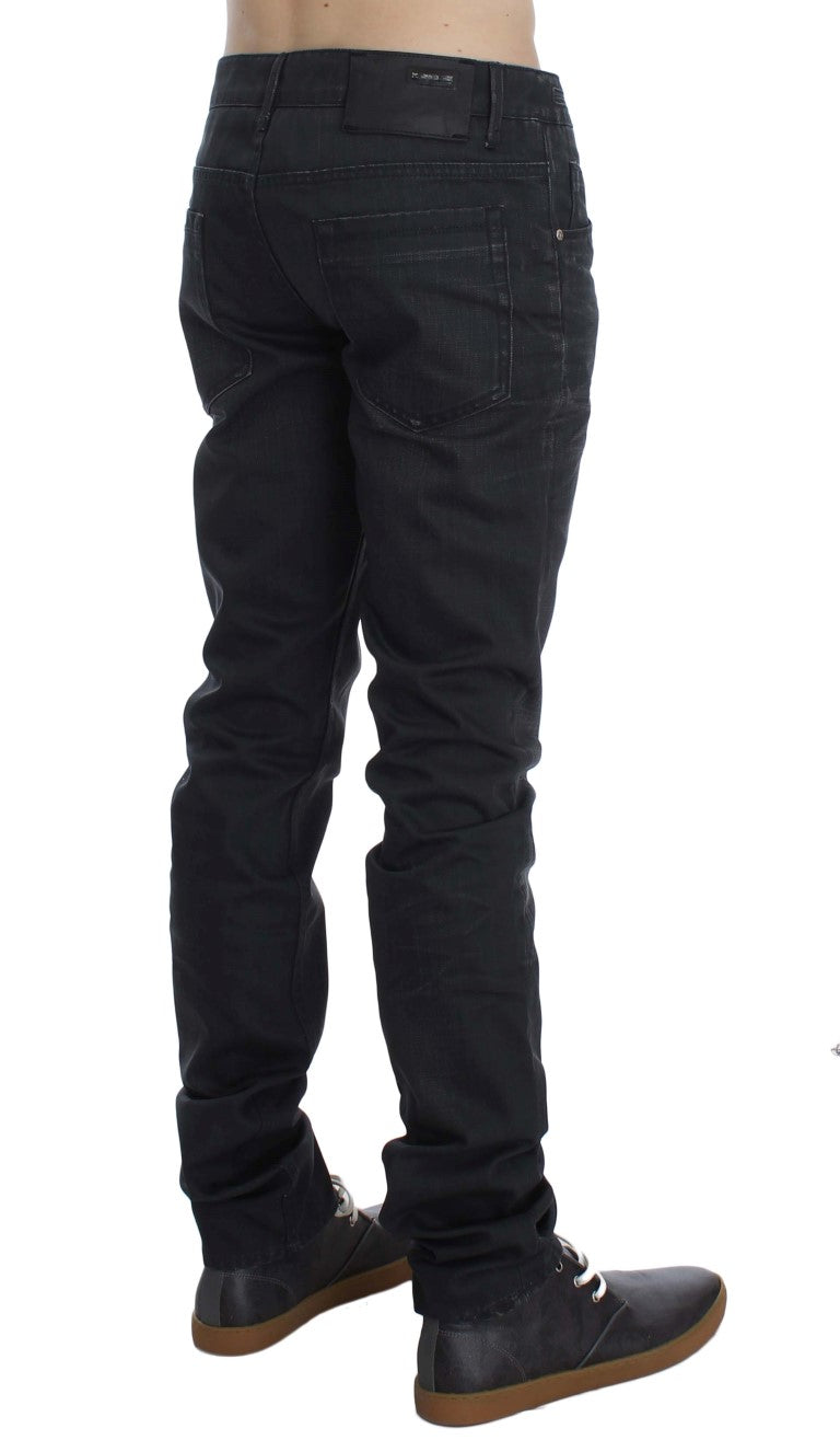 Sleek Gray Slim Fit Italian Mens Jeans