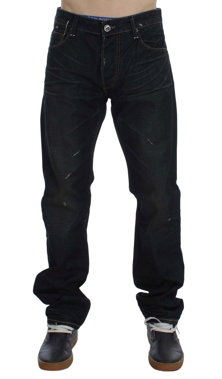 Elegant Straight Fit Dark Blue Jeans