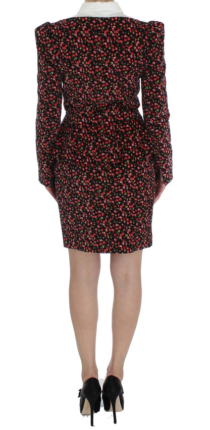 Black Multicolor Floral Suit