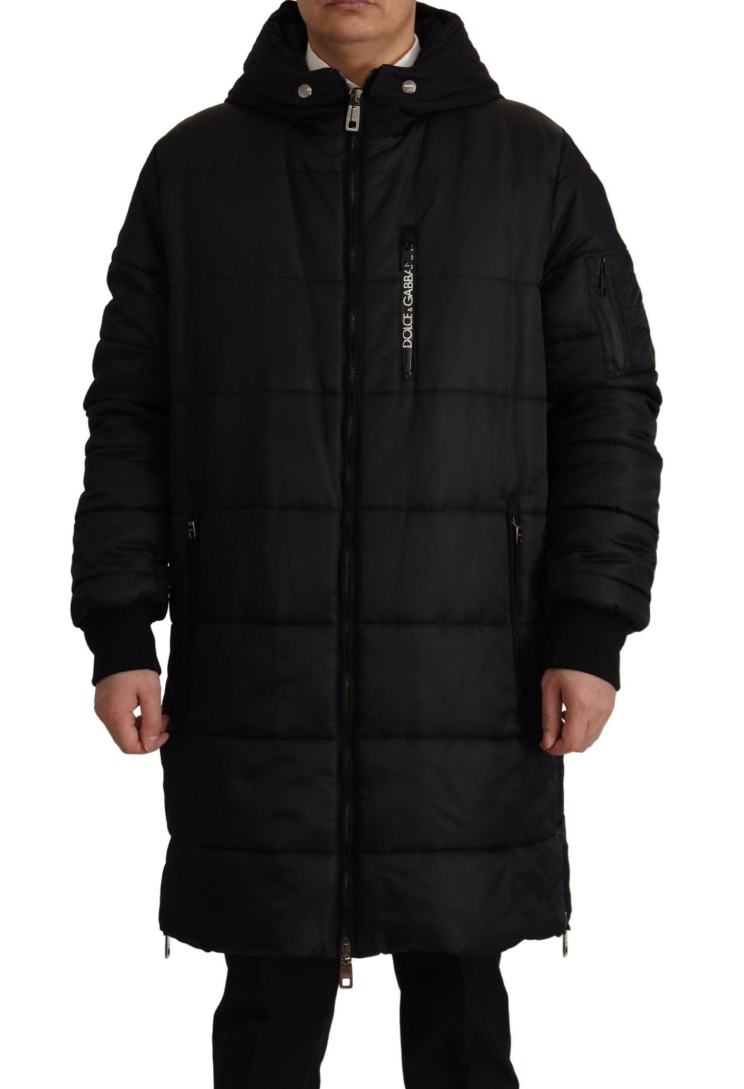 Elegant Black Hooded Parka Winter Jacket