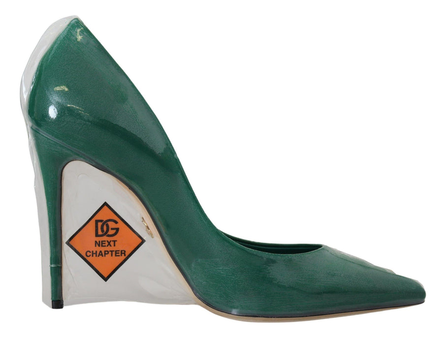 Emerald Elegance Leather Heels Pumps