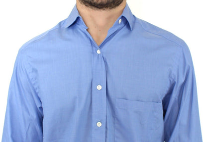 Dapper Blue Cotton Dress Shirt for Men