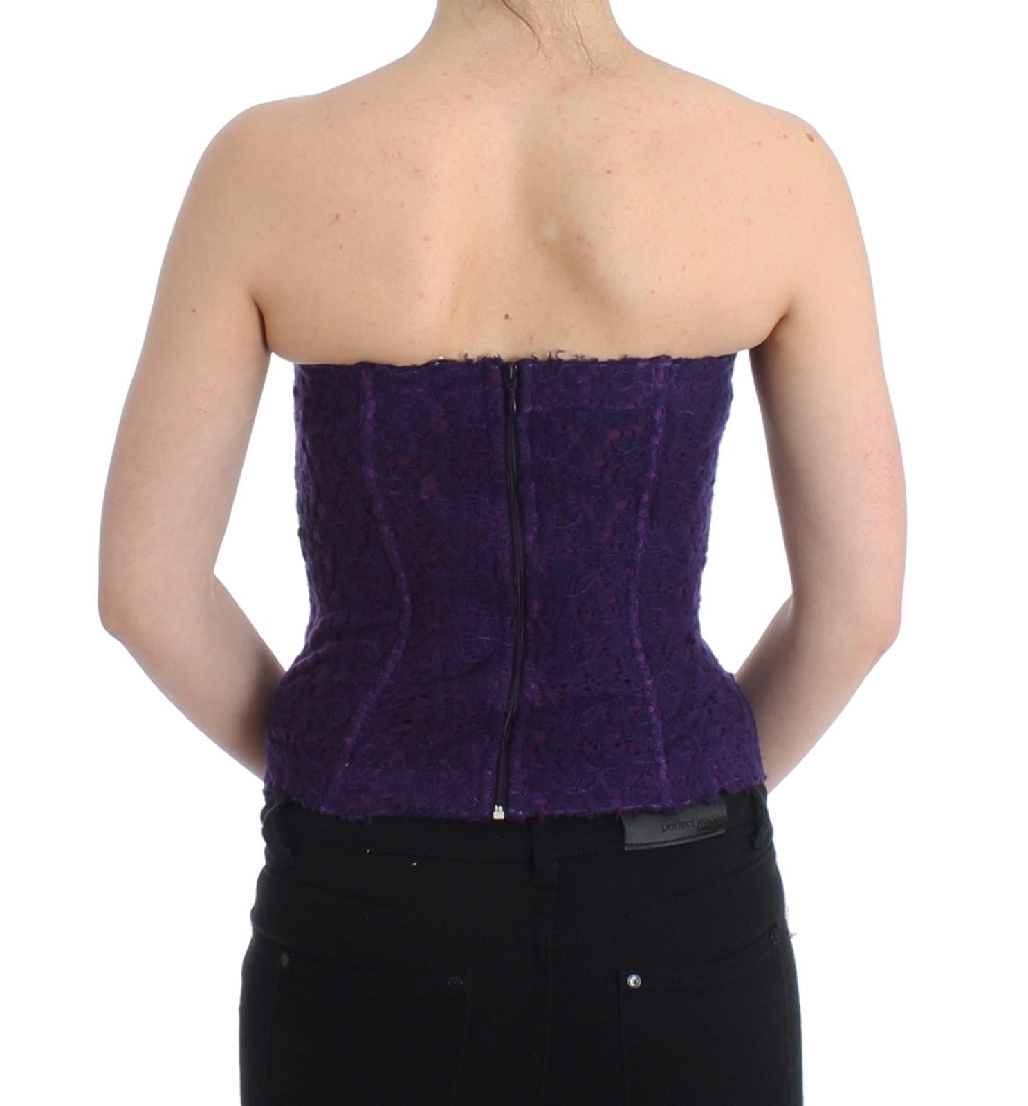 Purple Lace Silk Blend Bustier Corset