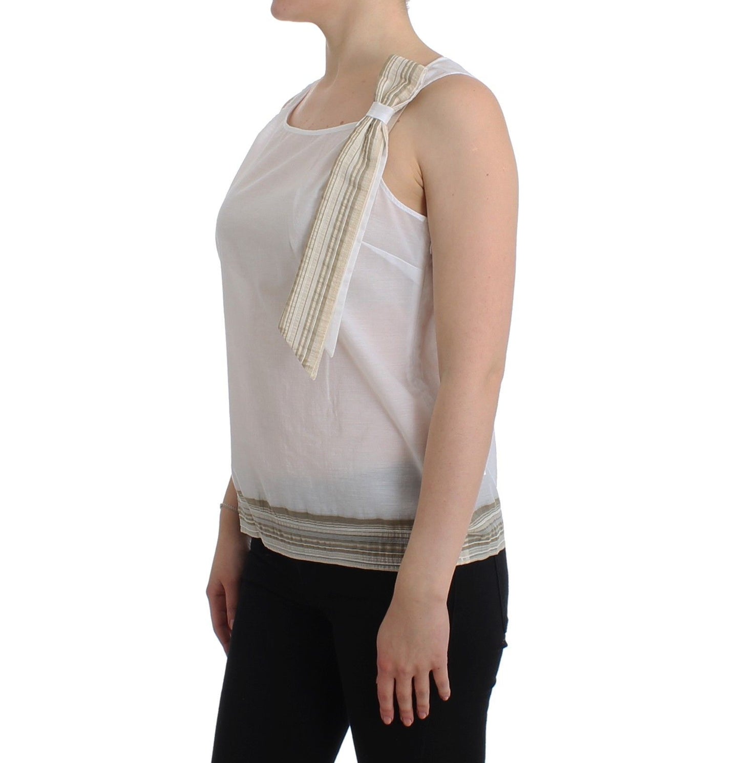 Elegant White Bow-Detailed Sleeveless Top