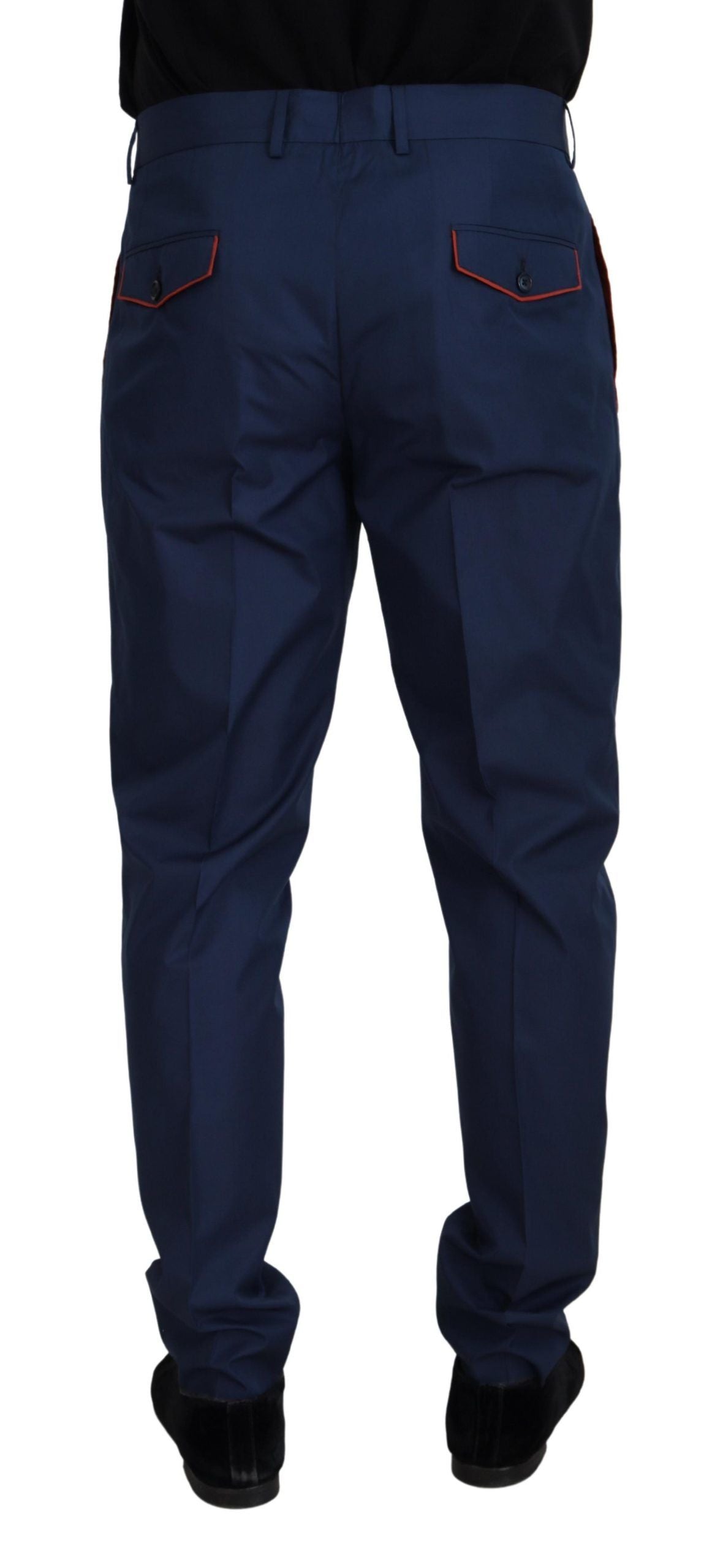 Elegant Slim Fit Chinos in Blue Silk Blend