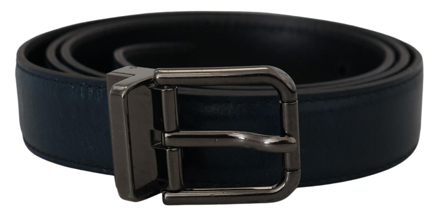 Elegant Dark Blue Leather Belt