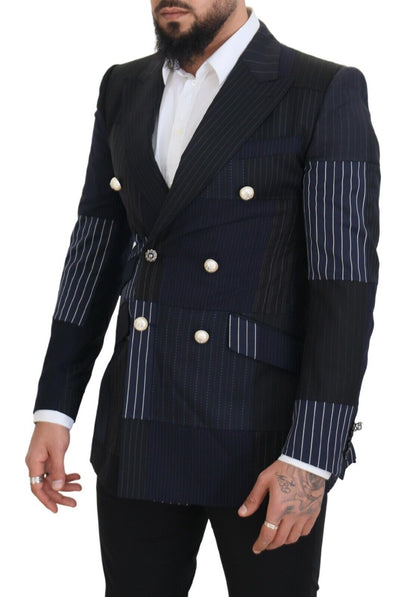 Elegant Navy Double Breasted Wool Blazer