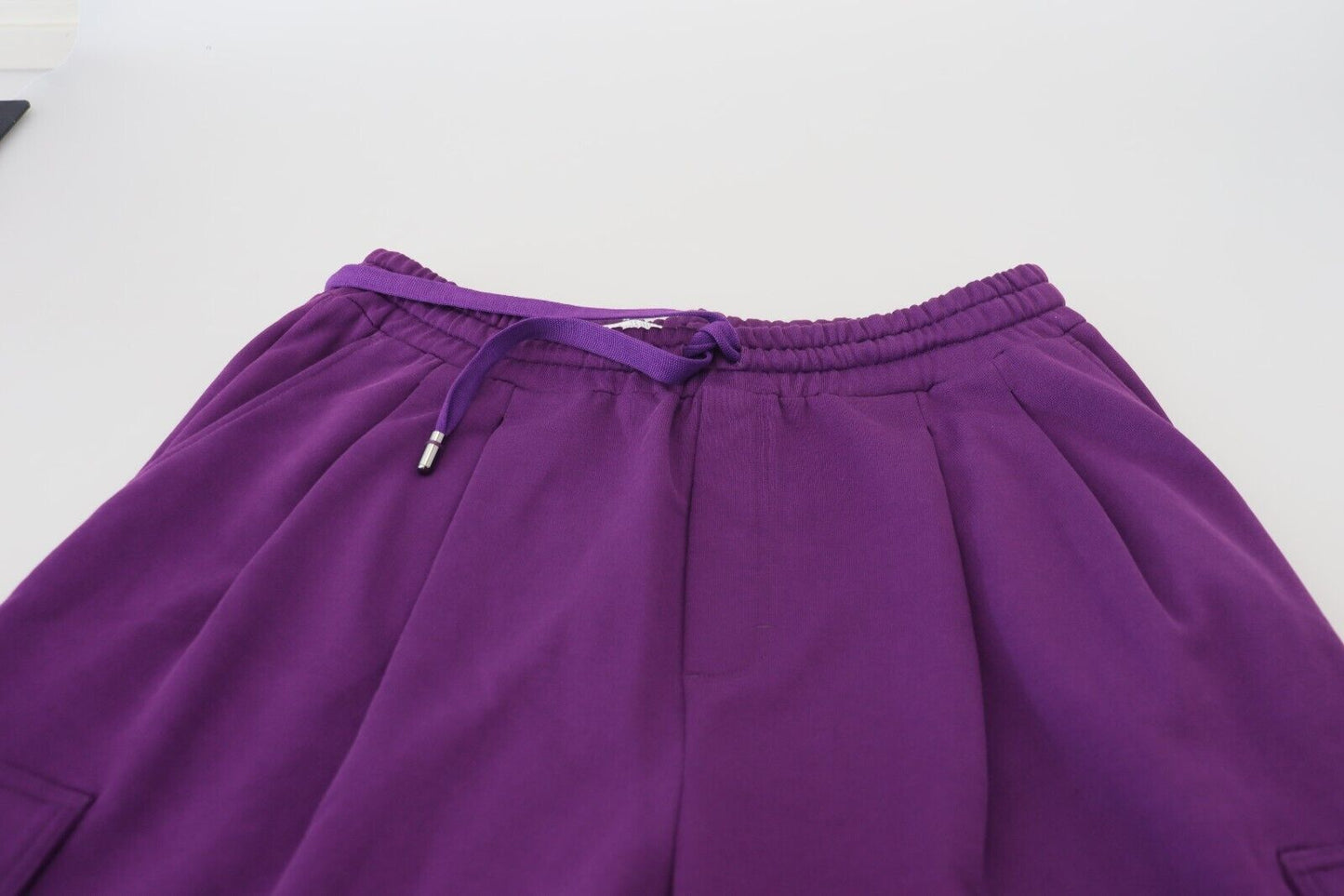 Elegant Purple Cotton Cargo Sweatpants