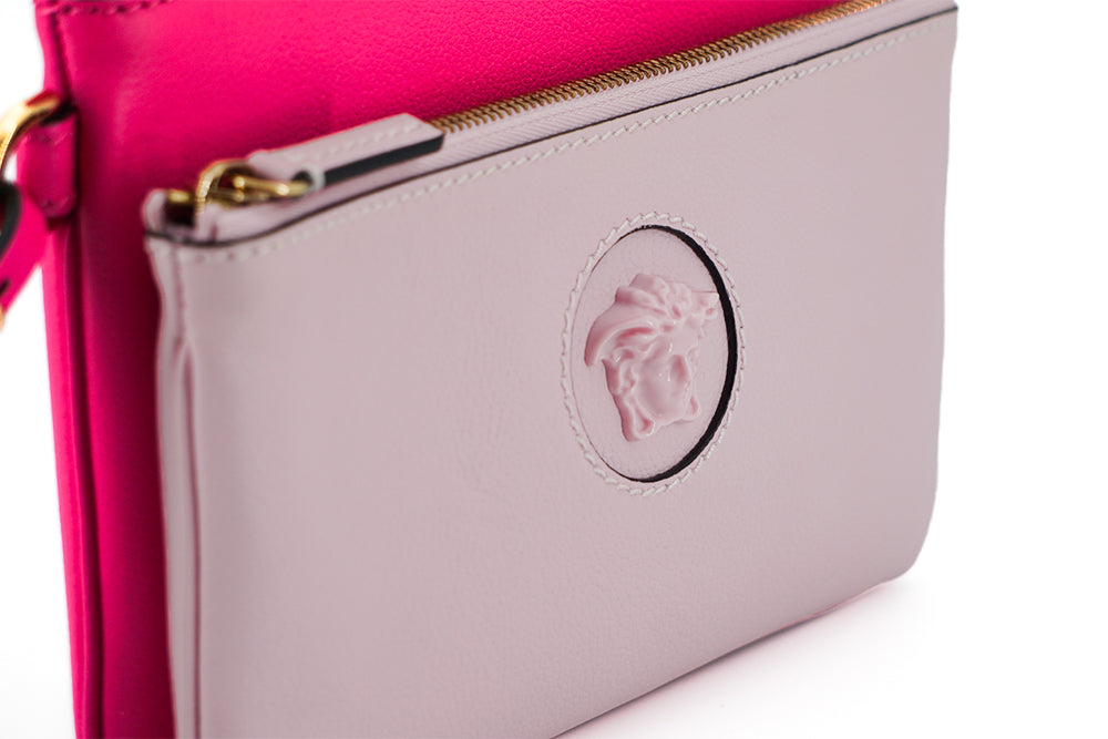 Elegant Pink Leather Pouch Clutch