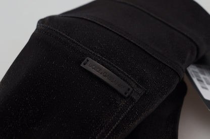 Black Washed Cotton Skinny Denim Jeans