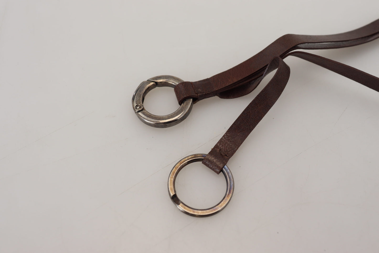 Elegant Brass & Leather Keychain Charm