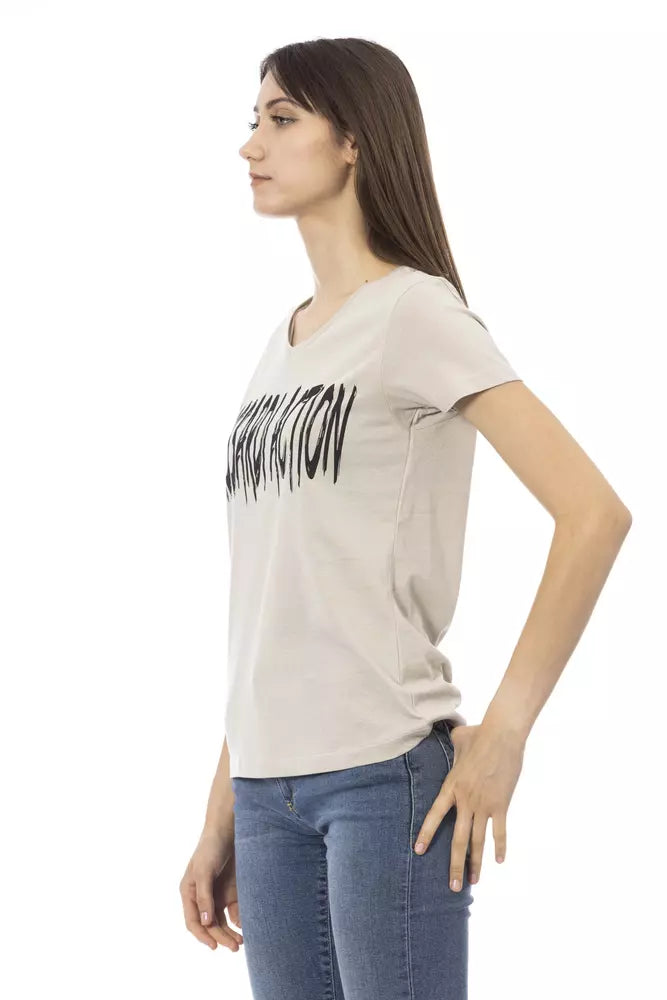 Beige Cotton Women T-Shirt