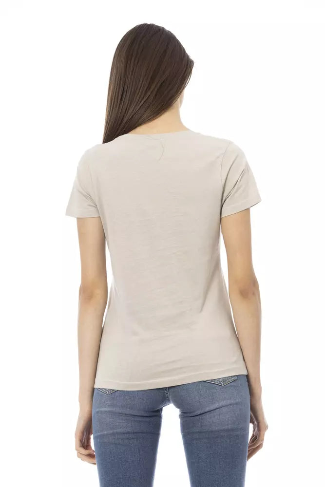 Beige Cotton Women T-Shirt