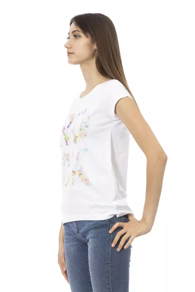 White Cotton Women T-Shirt