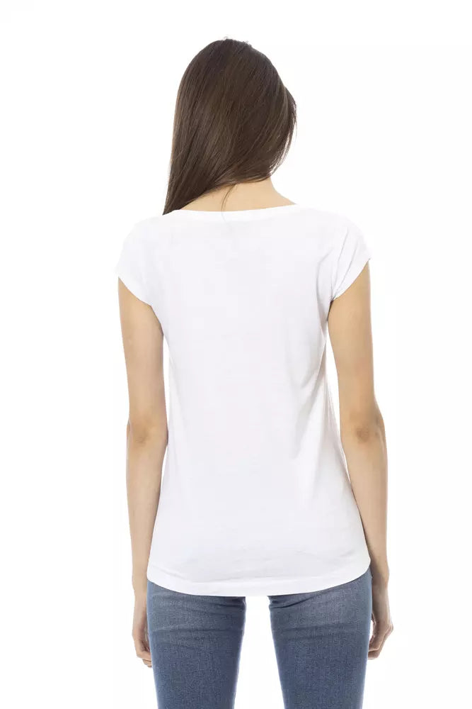 White Cotton Women T-Shirt