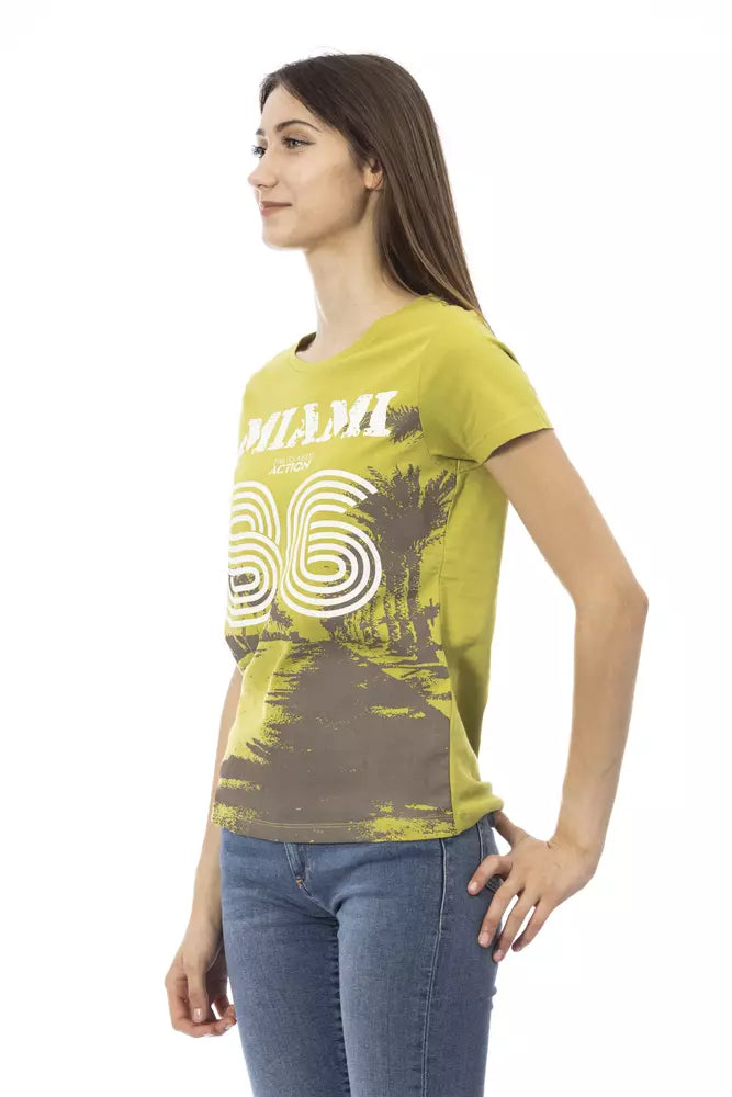 Green Cotton Women T-Shirt