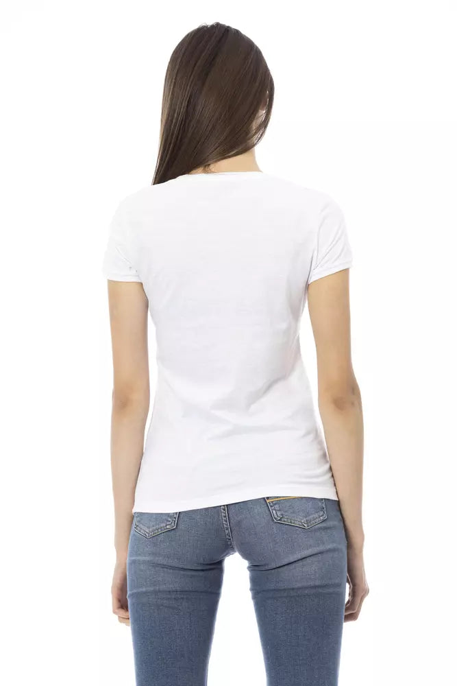 White Cotton Women T-Shirt