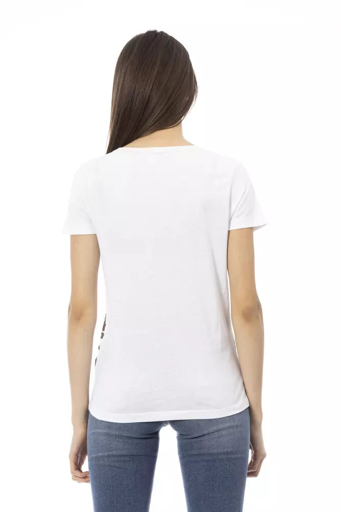 White Cotton Women T-Shirt