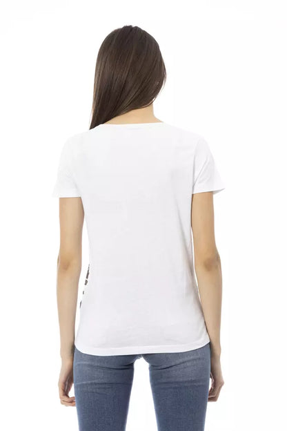 White Cotton Women T-Shirt