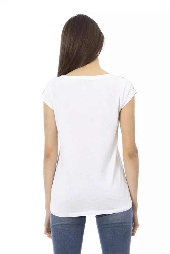 White Cotton Women T-Shirt