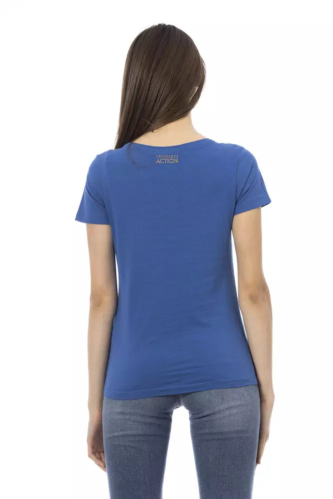 Blue Cotton Women T-Shirt