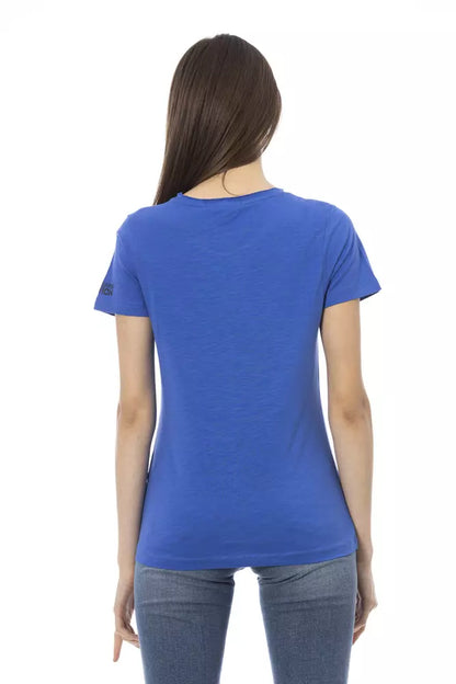 Blue Cotton Women T-Shirt