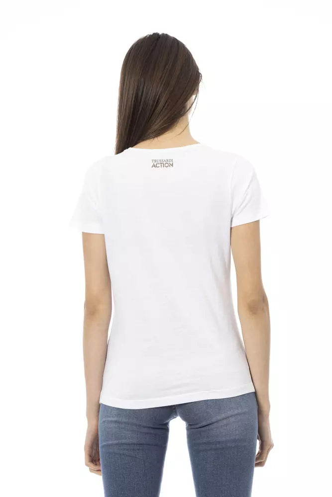 White Cotton Women T-Shirt