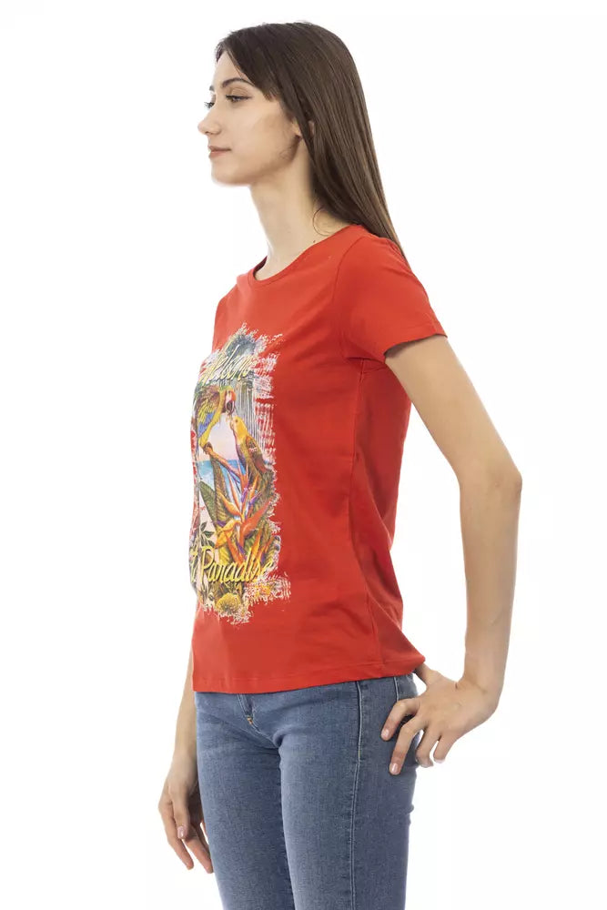 Red Cotton Women T-Shirt