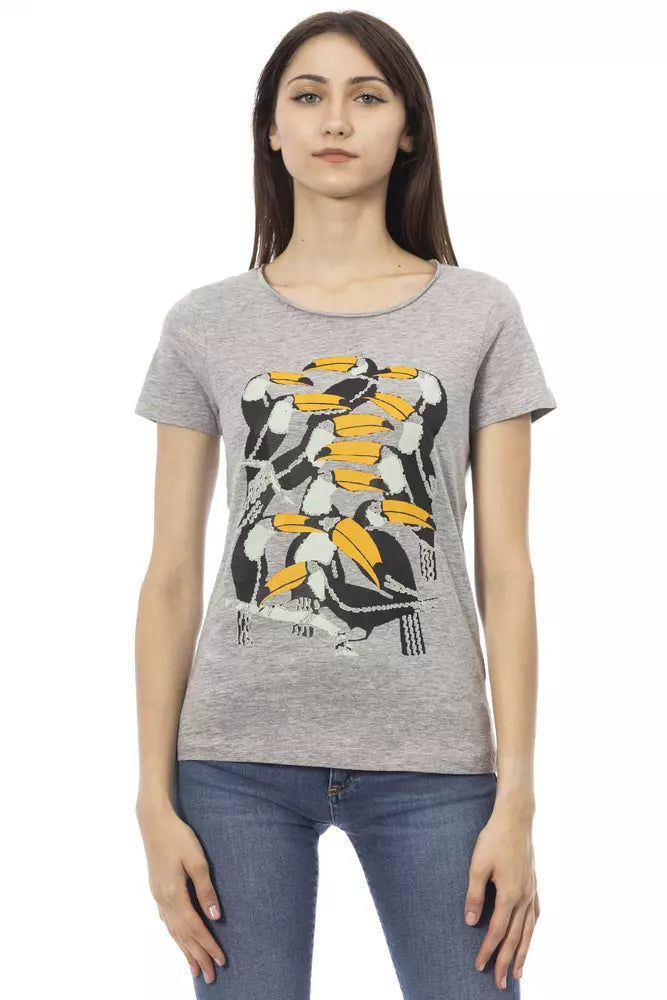 Gray Cotton Women T-Shirt