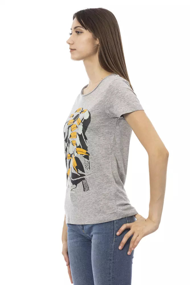 Gray Cotton Women T-Shirt