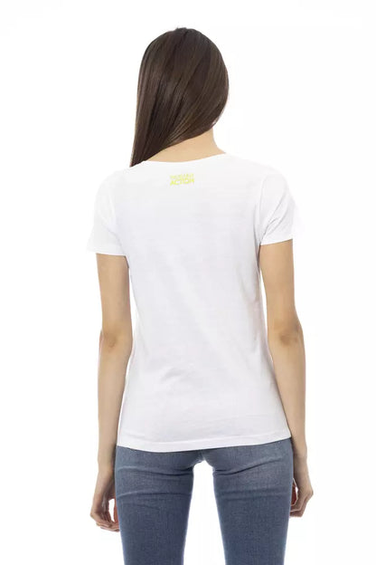 White Cotton Women T-Shirt