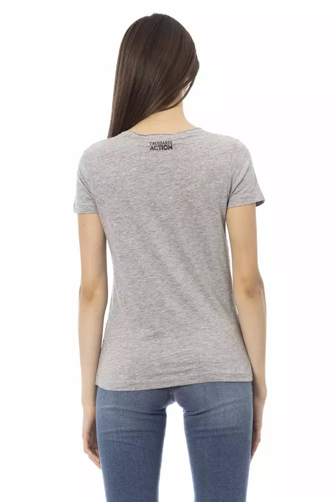 Gray Cotton Women T-Shirt