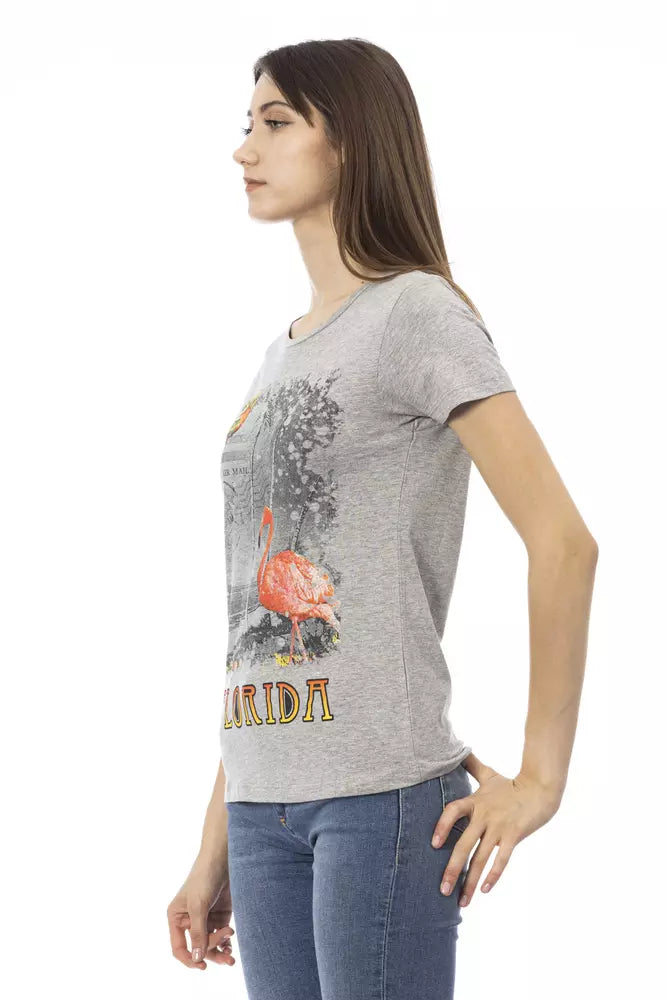 Gray Cotton Women T-Shirt