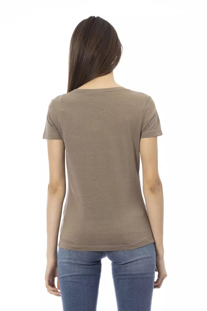 Brown Cotton Women T-Shirt