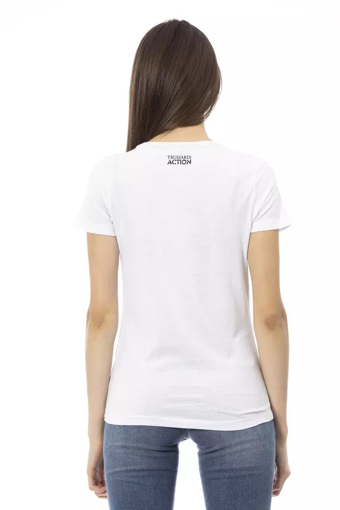 White Cotton Women T-Shirt