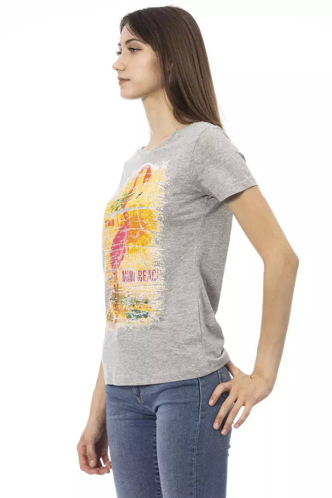 Gray Cotton Women T-Shirt