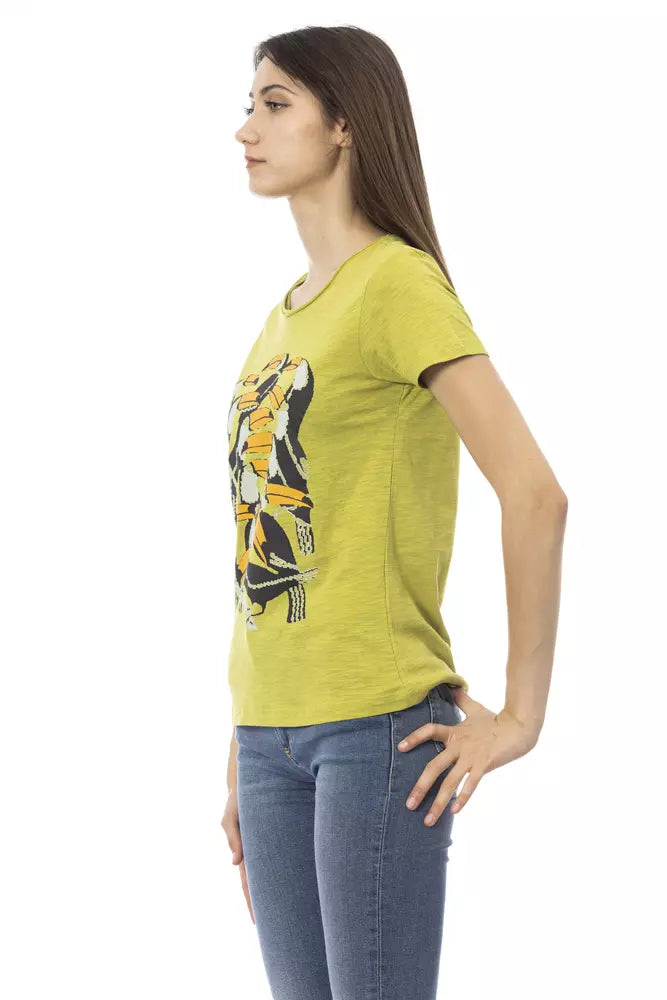 Green Cotton Women T-Shirt