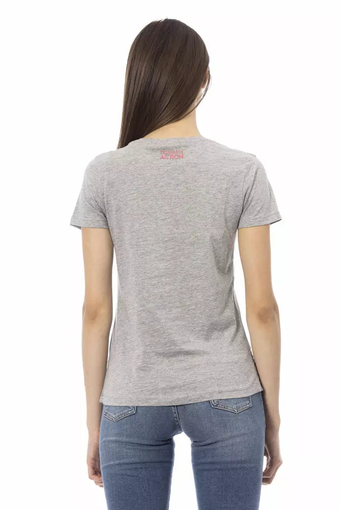 Gray Cotton Women T-Shirt