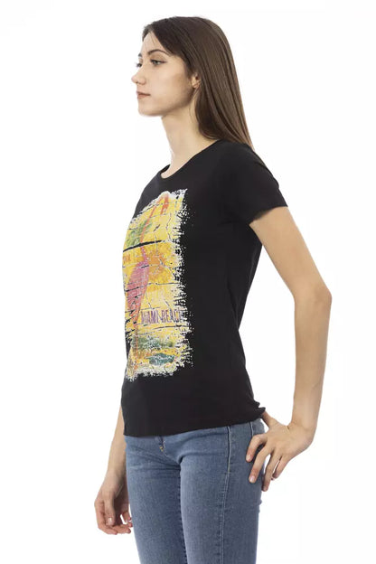 Black Cotton Women T-Shirt