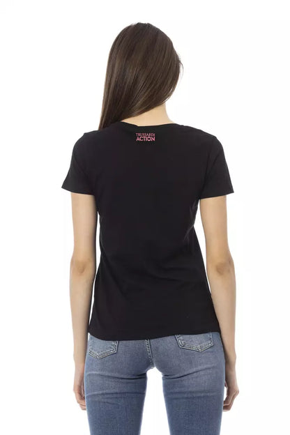 Black Cotton Women T-Shirt