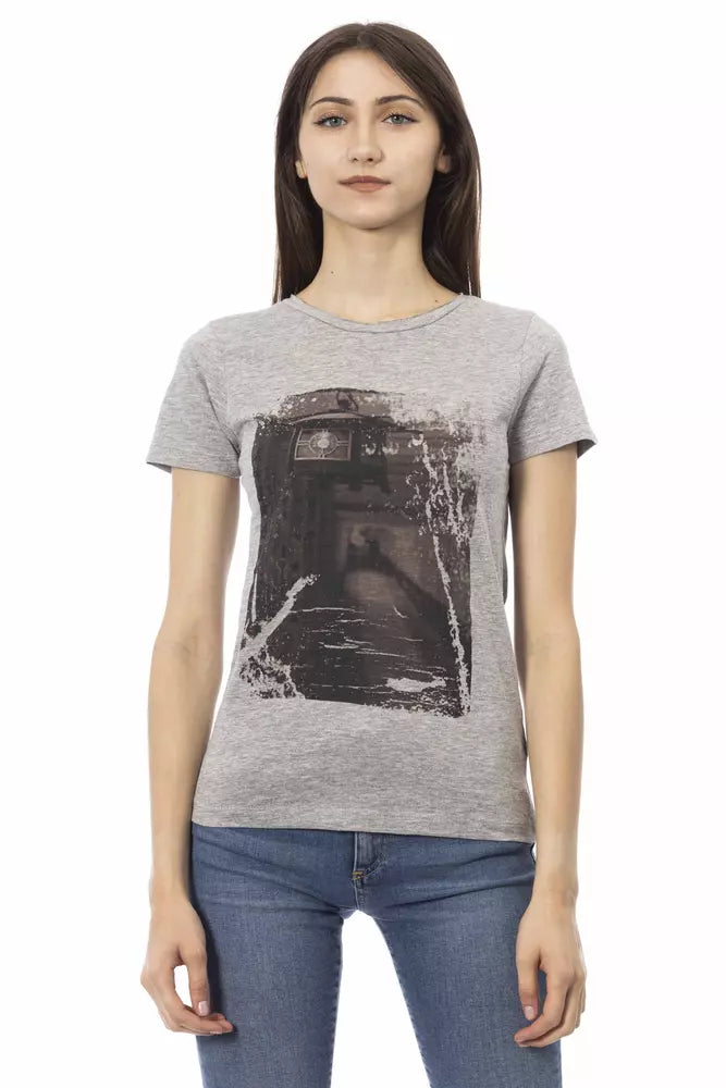 Gray Cotton Women T-Shirt