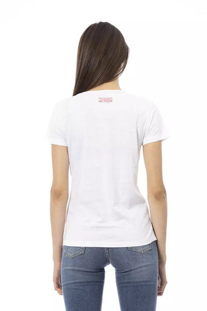 White Cotton Women T-Shirt