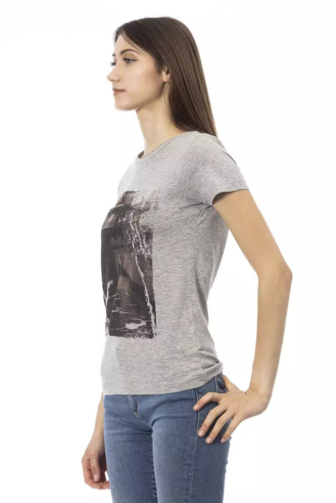 Gray Cotton Women T-Shirt