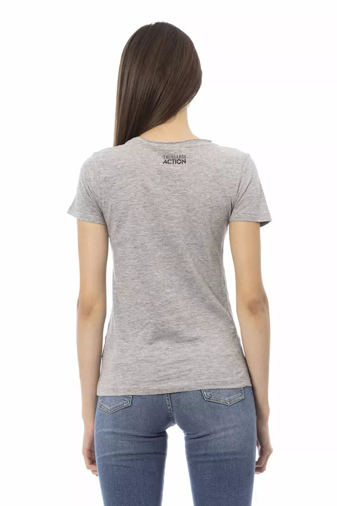 Gray Cotton Women T-Shirt