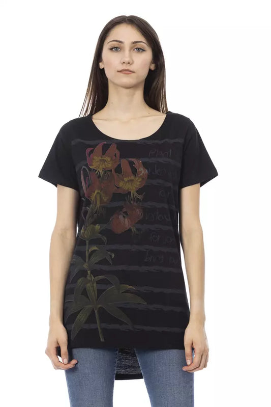 Black Cotton Women T-Shirt