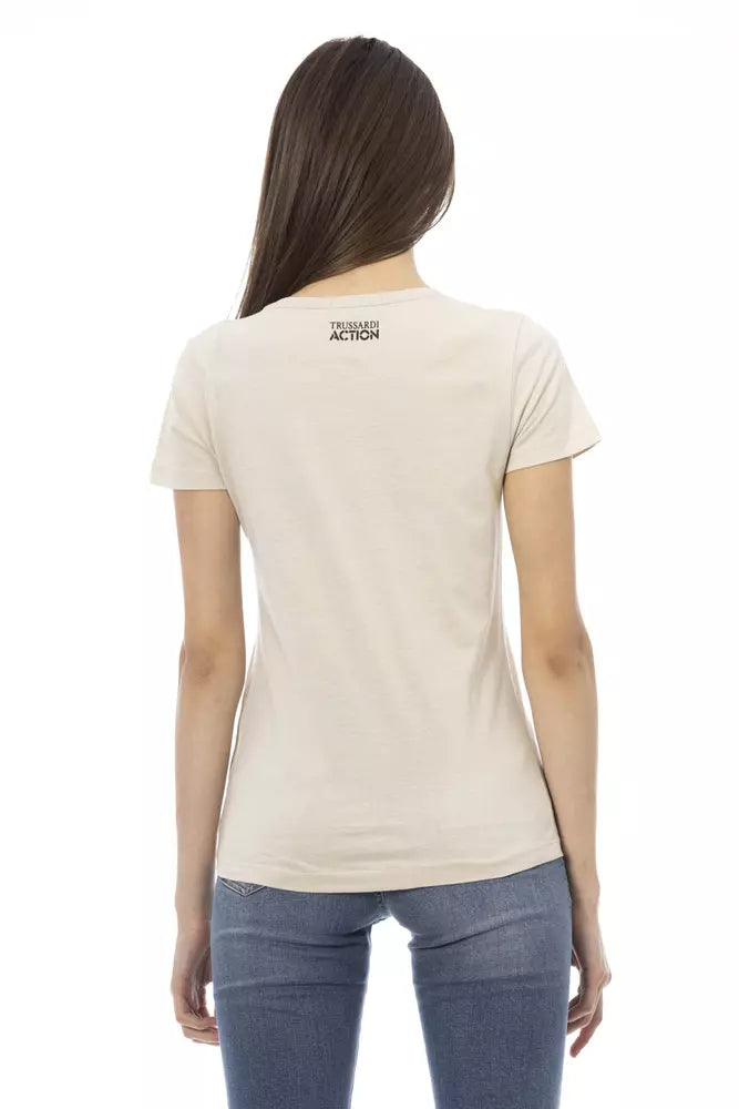 Beige Cotton Women T-Shirt